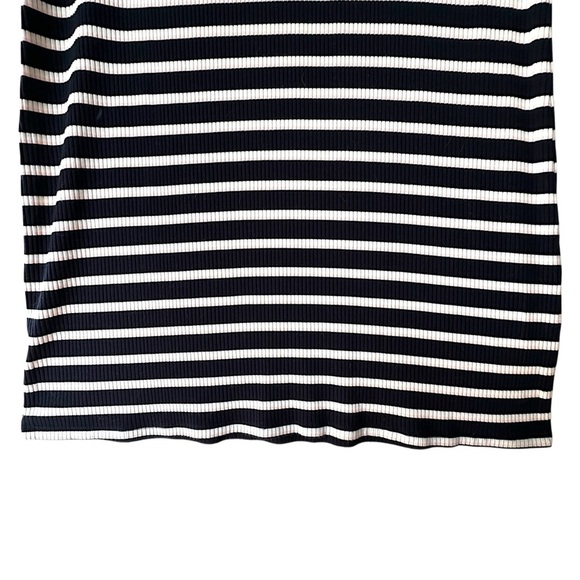 LOFT | NWOT BLACK WHITE PINK STRIPED MIDI DRESS LONG SLEEVED | SIZE: 6 - Picture 5 of 10